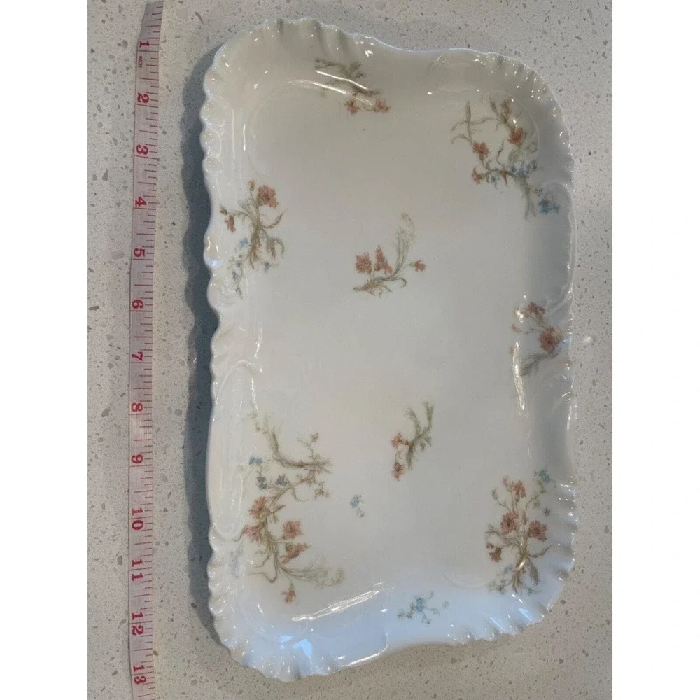 LIMOGES France St. Lazare Haviland FLORAL THISTLE Serving‎ Platter/Dessert Plat